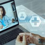 U.S. Healthcare is Evolving and Adapting the Principles of CX is illustrated by digital art of an online meeting between a patient and a doctor