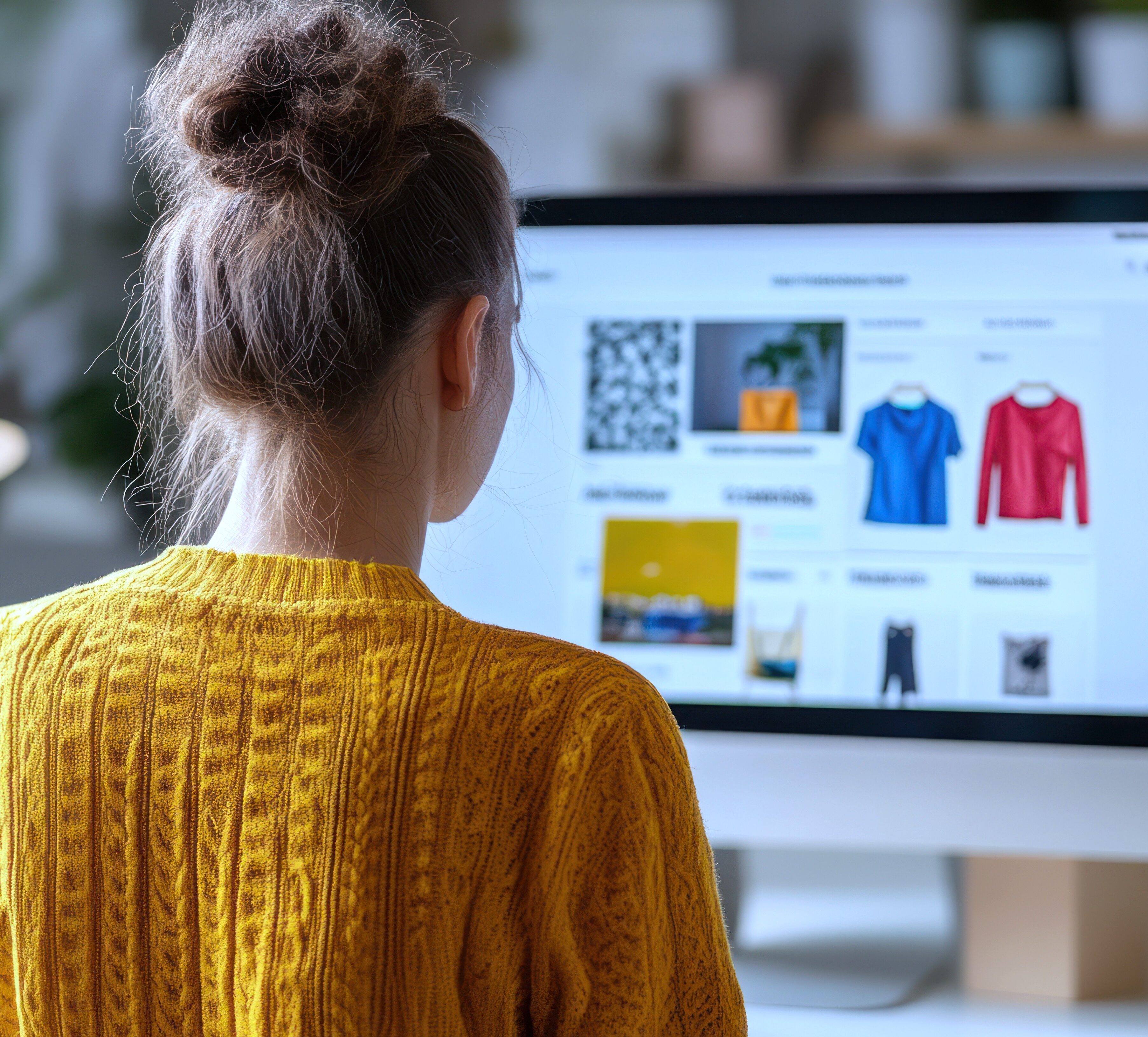 Woman shopping online with personalized products