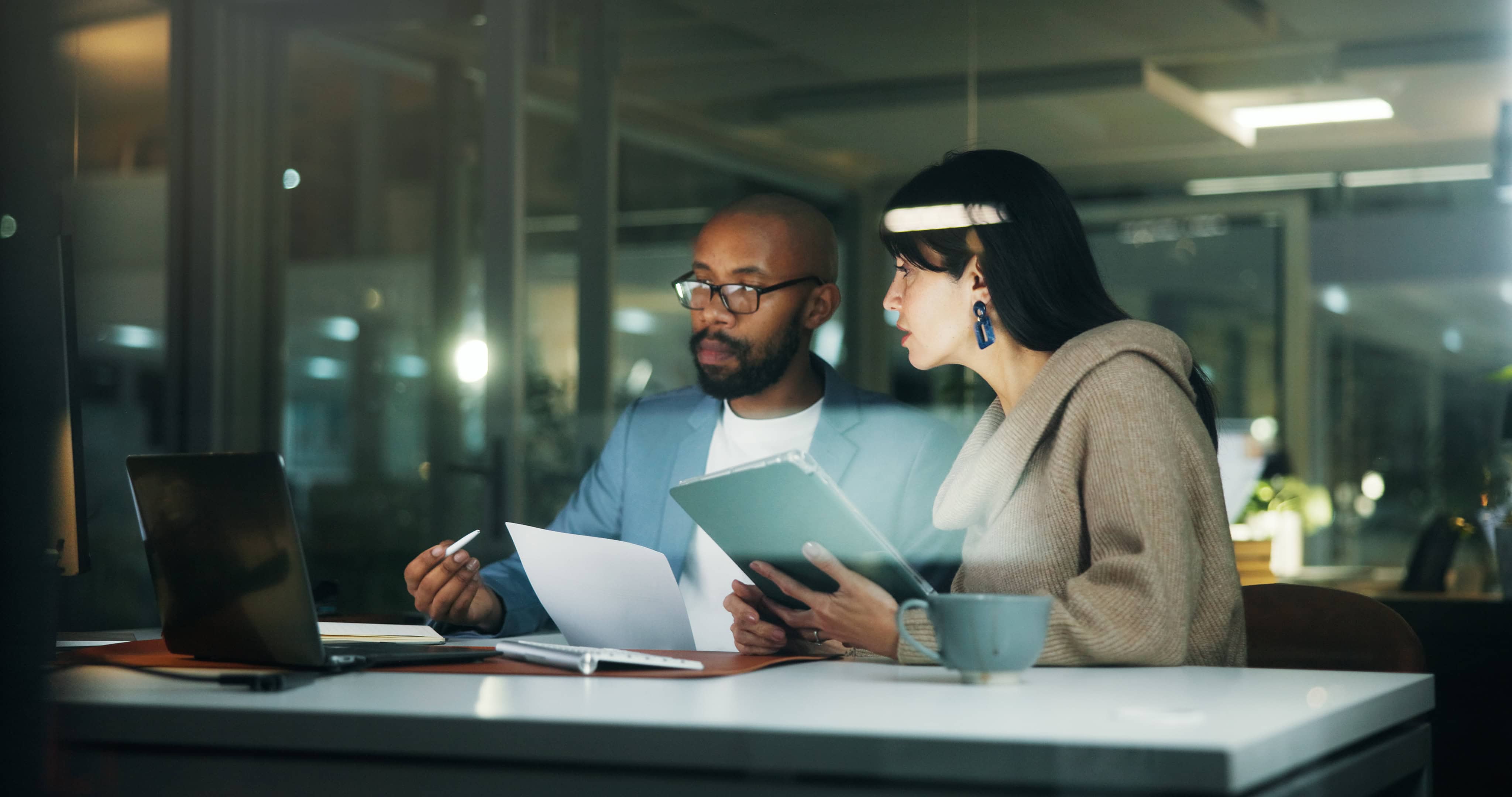 Business executives evaluating BPO