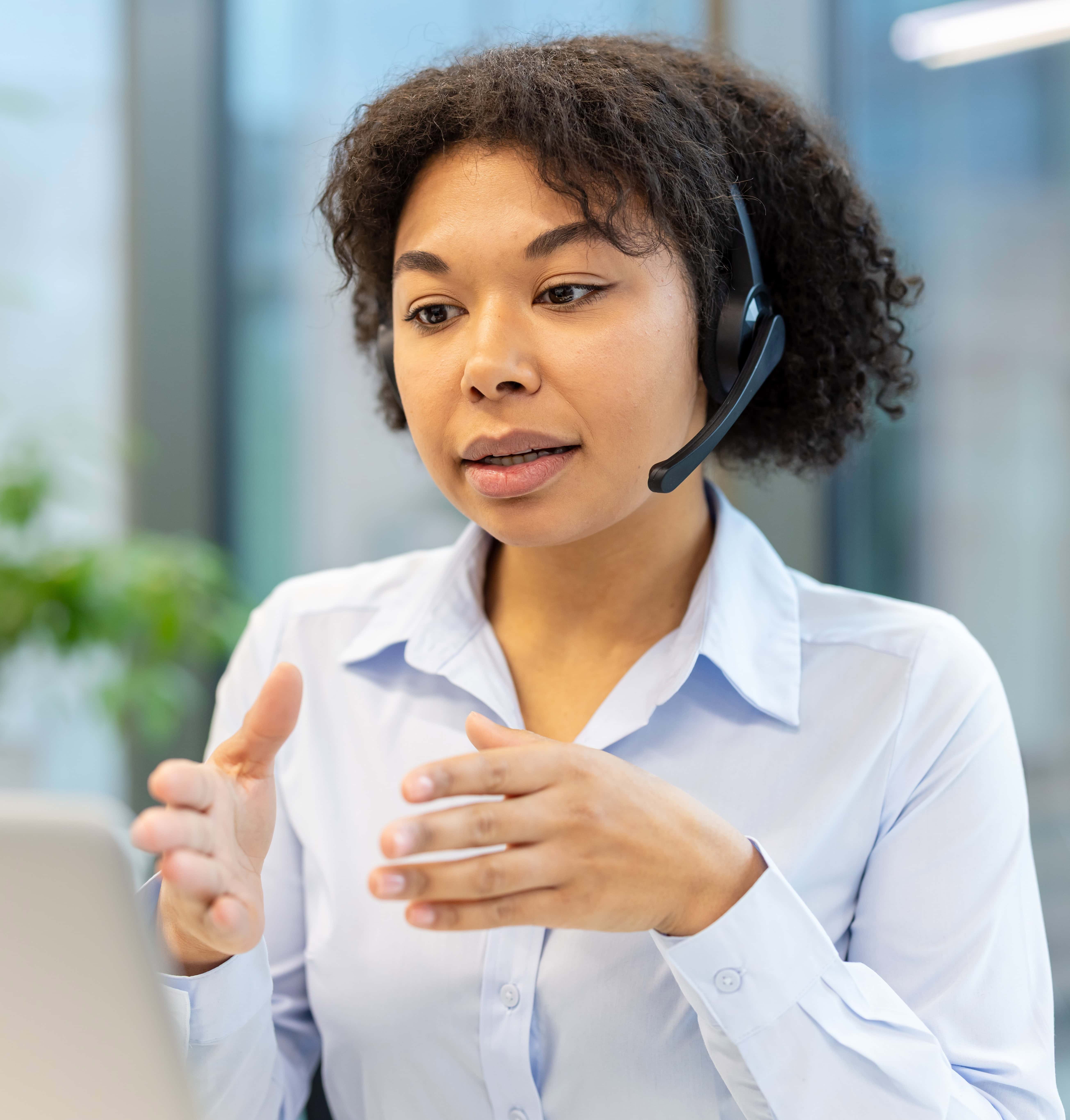 Agent explaining to caller, showing hiring potential