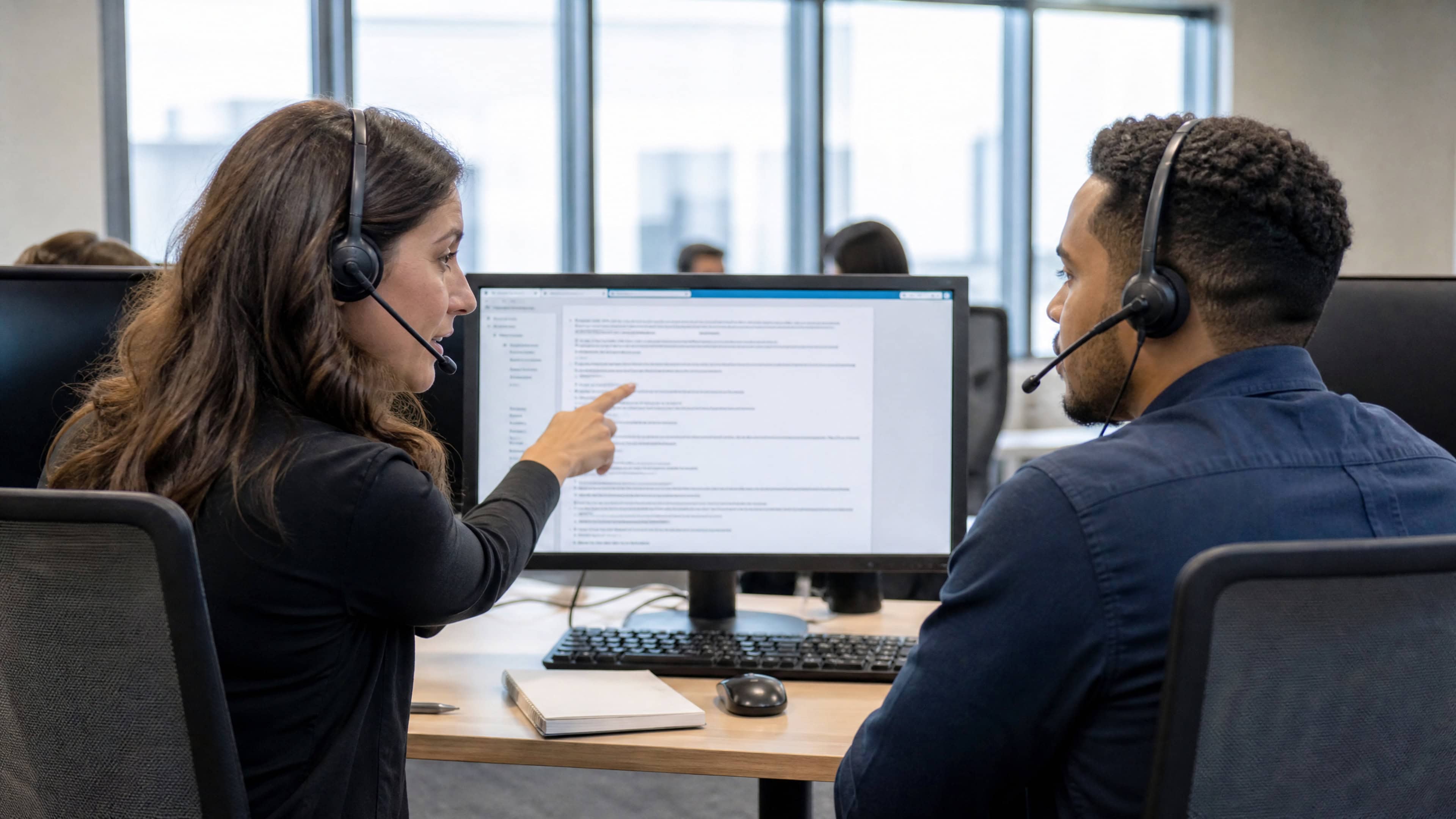 Call center agent getting tested before hiring